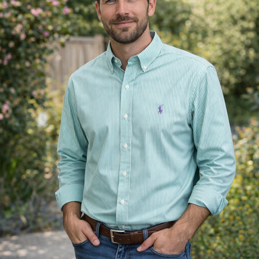 Classic Ralph Lauren Polo Striped Button-Down Shirt